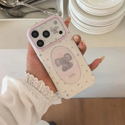 Magnetic Bow & Elephant Pattern Case for iPhone