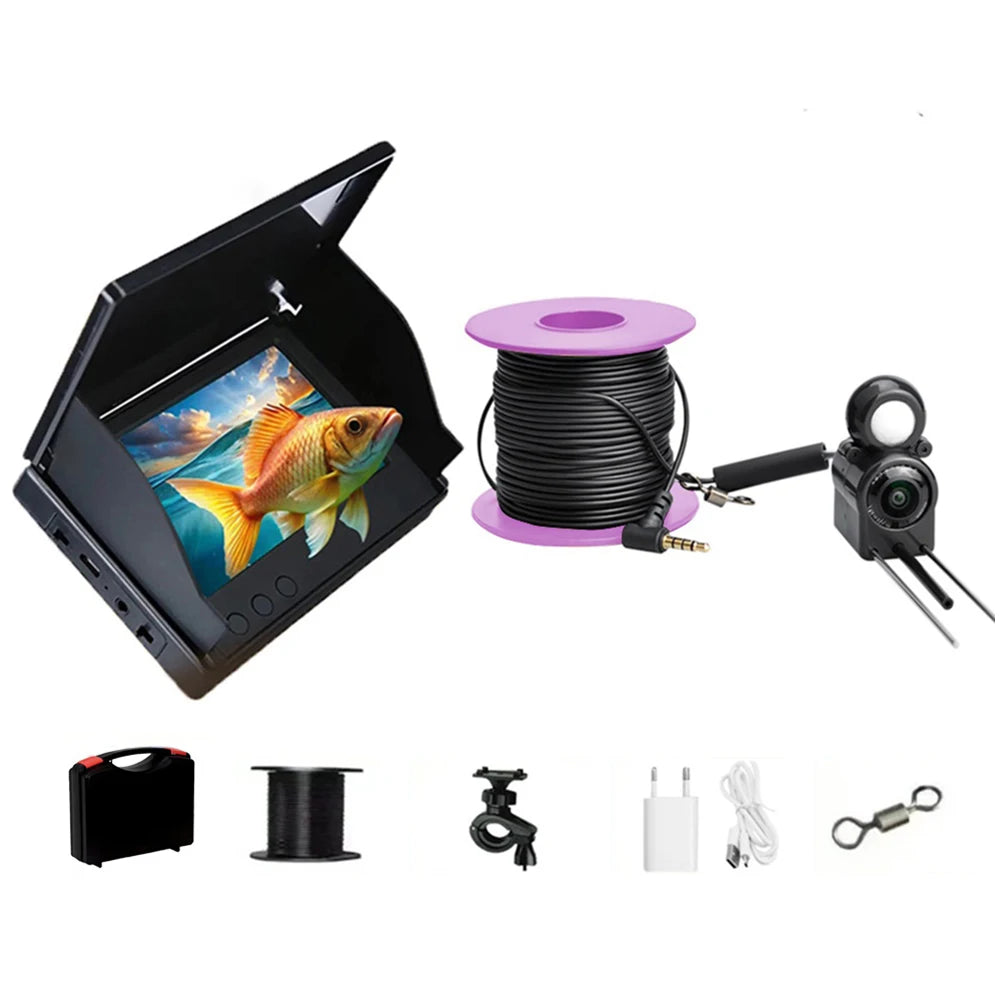 220° Fish Finder Night Vision Waterproof Underwater Fishing Camera 4.3 Inch IPS Monitor