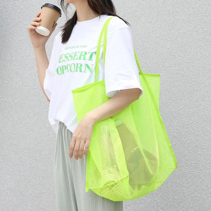 Fashion Mesh Designer Beach Travel Totes