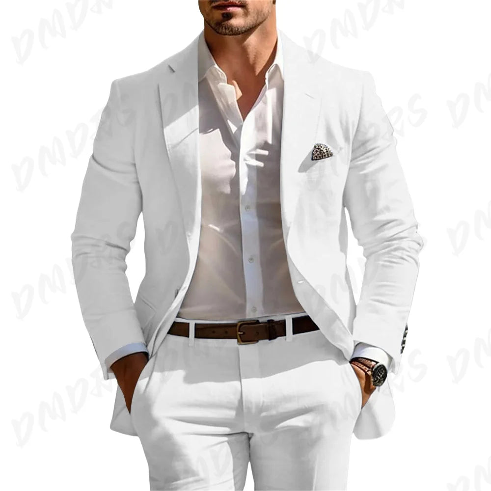 Men’s Formal Slim-Fit Suit Set – Premium Single-Breasted Wedding & Business Tuxedo