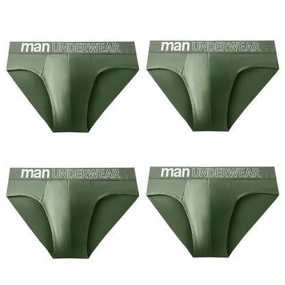 4-Pack Men's Breathable Elastic Briefs - Letter Print Waistband Underwear