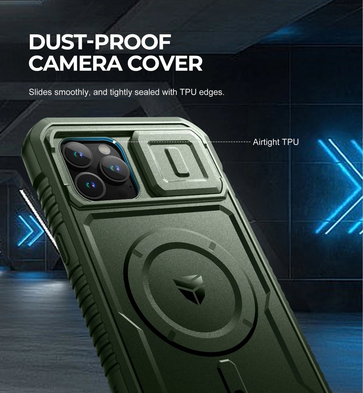 Heavy-Duty Rugged Armor Case with Kickstand & Camera Cover for iPhone