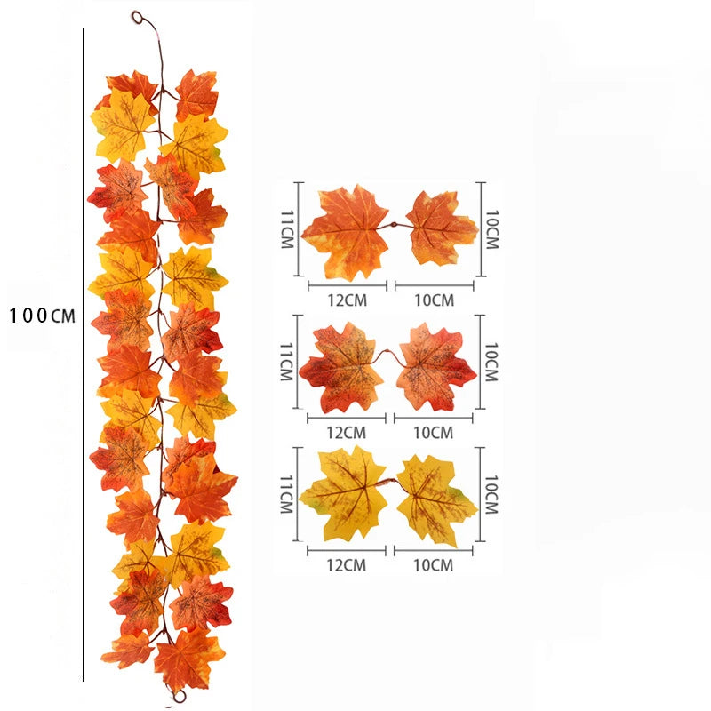 Artificial Fall Leaf Wreath & Hanging Garland (100cm)