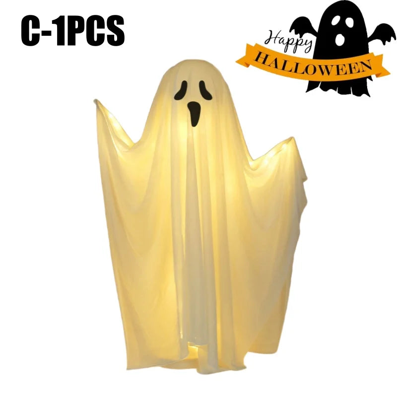 Life-Size Scary Standing Ghost Decor - Glow-in-the-Dark Halloween Outdoor Prop