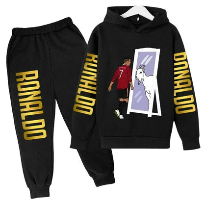 Ronaldo Print Hoodie + Pants Suit Set