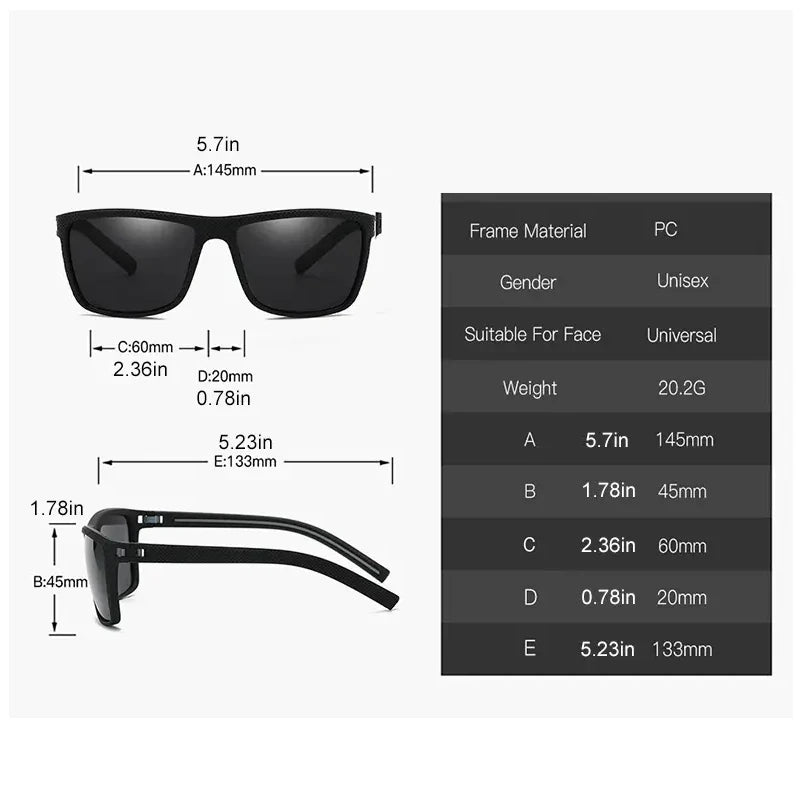Square Polarized Lightweight Frame Sunglasses