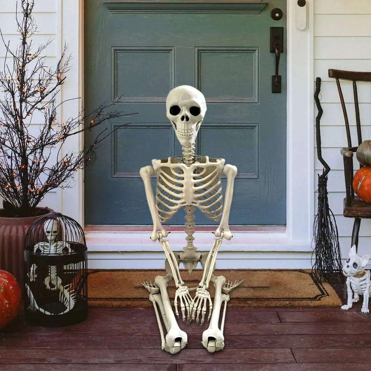 Life-Size Poseable Halloween Skeleton Decoration