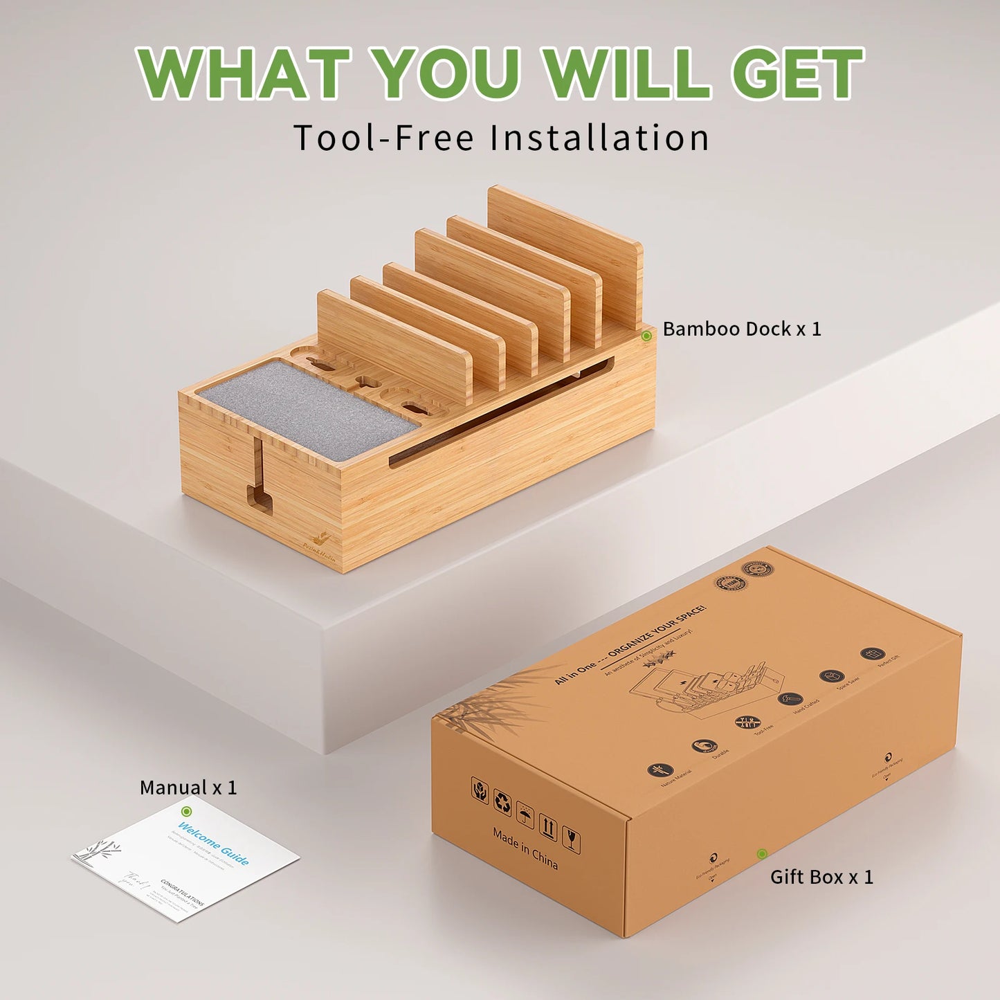 Bamboo Charging Station for Multiple Devices