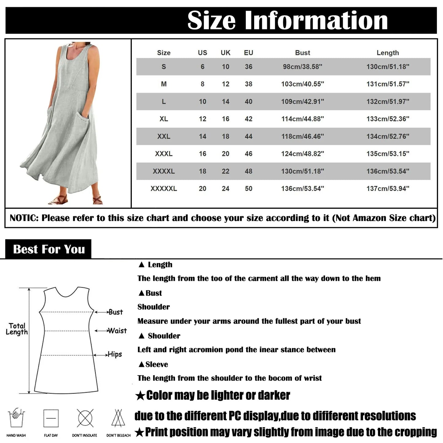 Women's Casual Sleeveless Cotton Linen Long Maxi Dress with Pockets