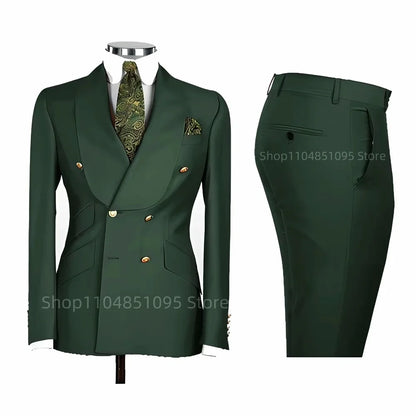 Men's Formal Double-Breasted Business & Wedding Suit Set