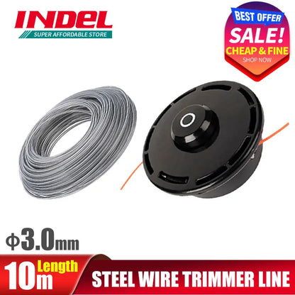 INDEL Steel Wire Reinforced Nylon String Trimmer Line – Heavy-Duty Brushcutter Replacement Cord