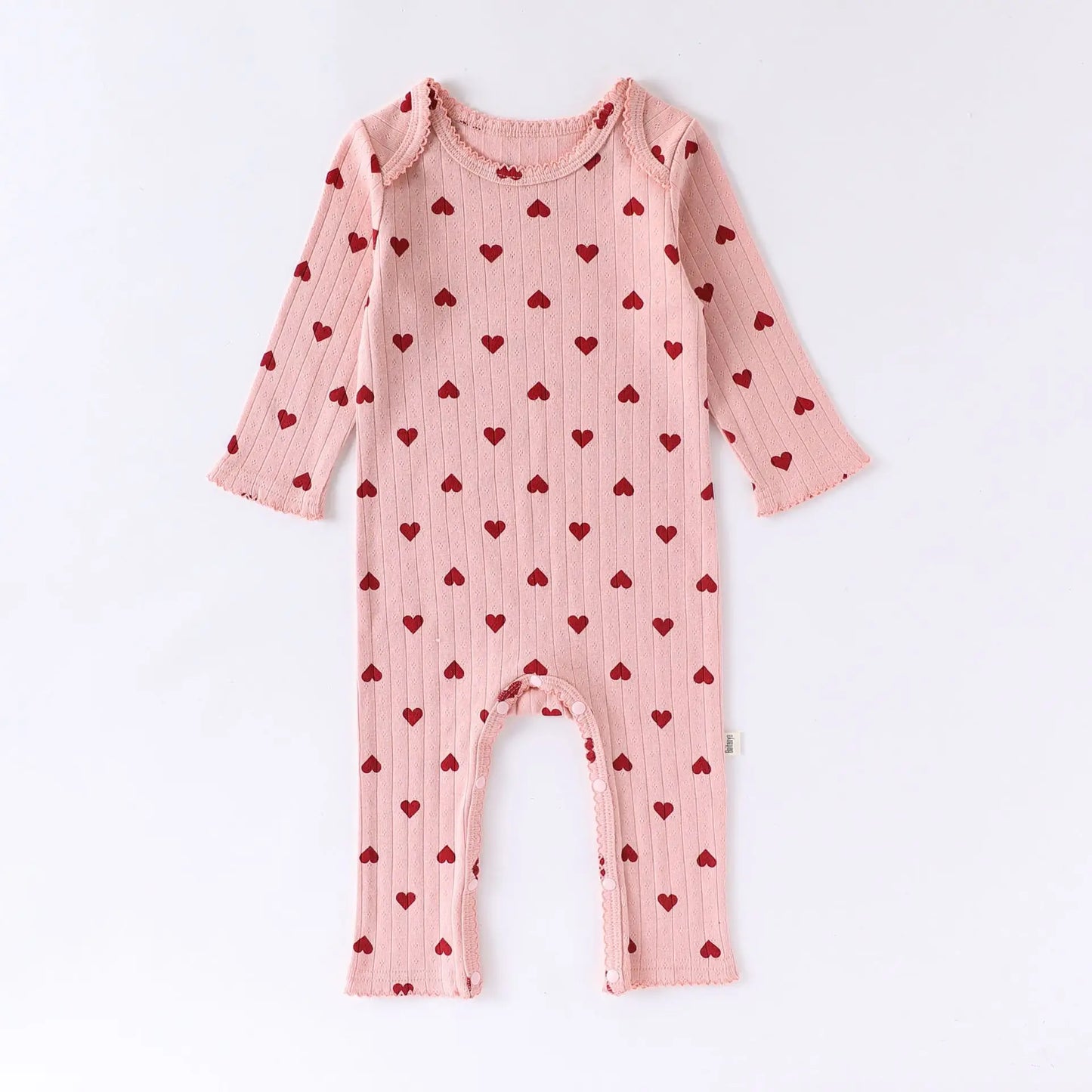 Heart Print Baby Girl 100% Cotton Long Sleeve Romper