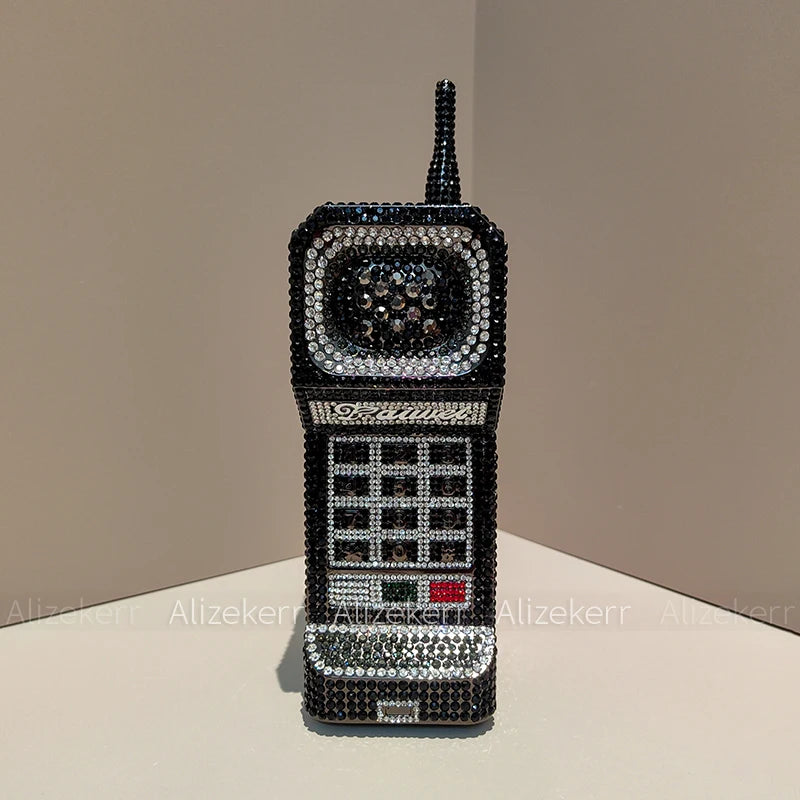 Alizekerr Cellphone Shaped Diamond Evening Bags