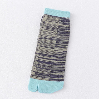 Unisex Retro Striped Cotton Tabi Split-Toe Socks (5-Pack)
