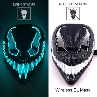 LED Light-Up Neon Wire Purge Mask – 3-Mode Halloween Horror Cosplay Mask for Adults
