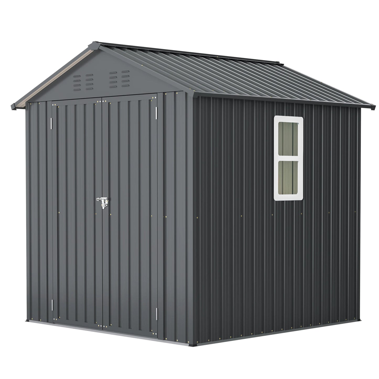 6x6 FT Outdoor Tool Storage Shed with Metal & Lockable Doors