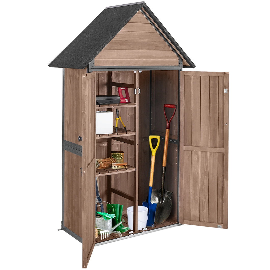 Outdoor Storage Shed Cabinet with Metal Frame for Stability