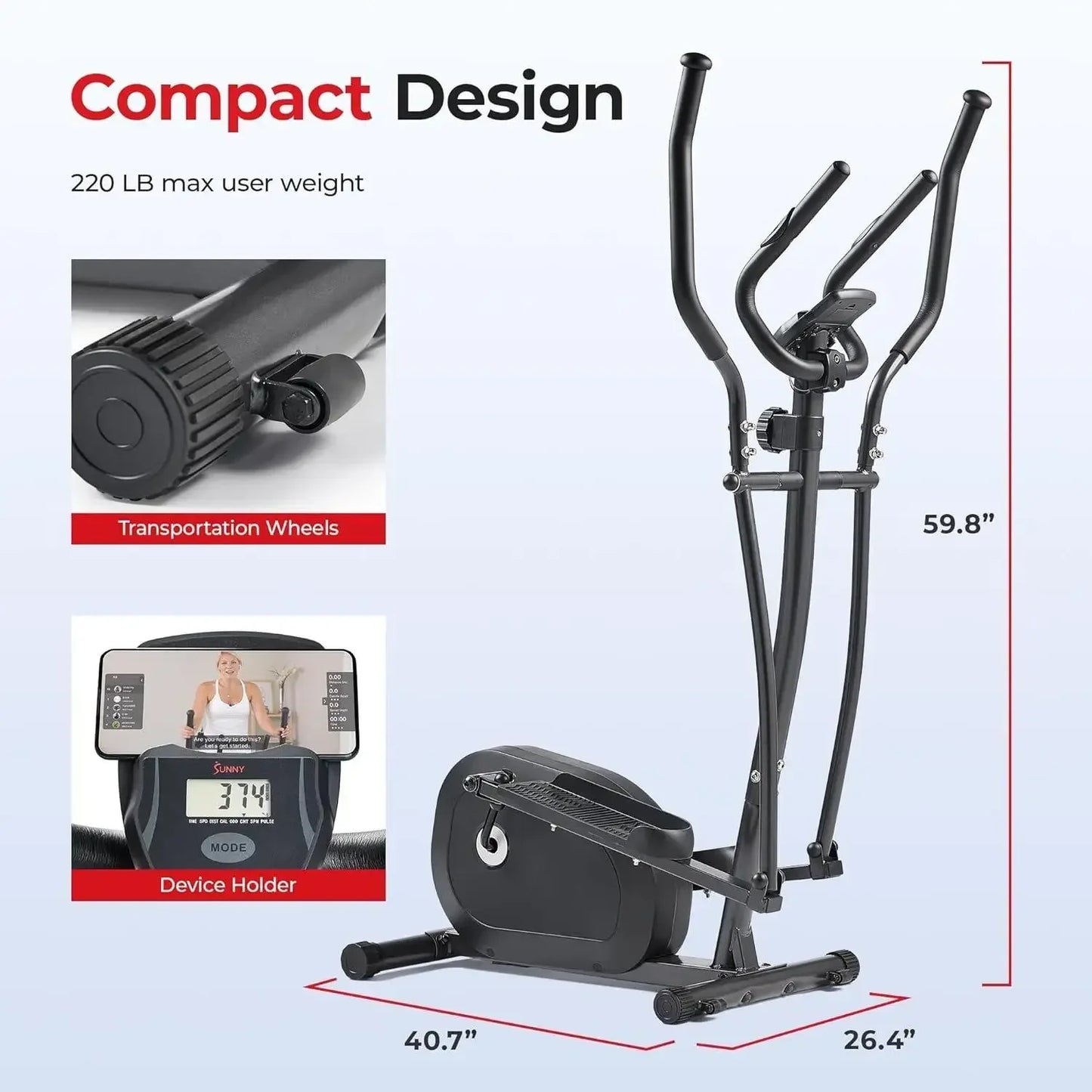YC-Health & Fitness Smart Upright Elliptical w/Pulse Sensor Built-in
