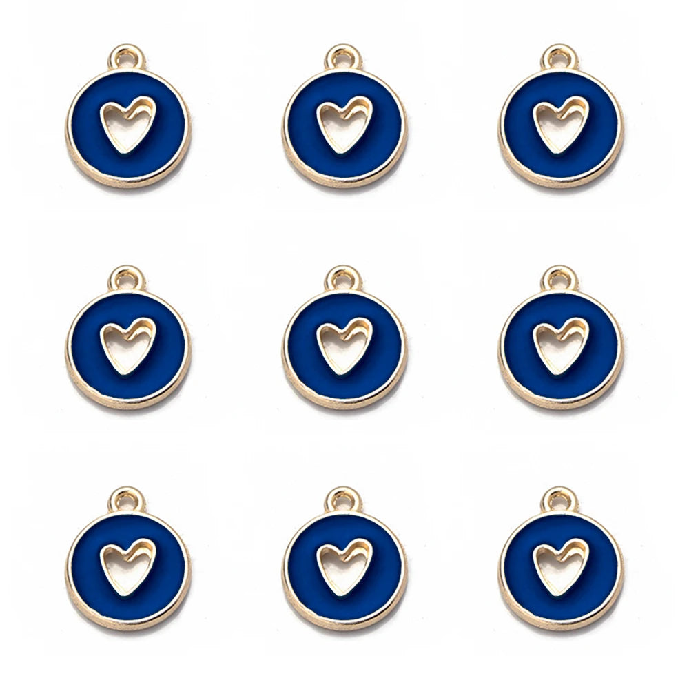 10pcs Double-Sided Enamel Heart Charms for DIY Jewelry Making