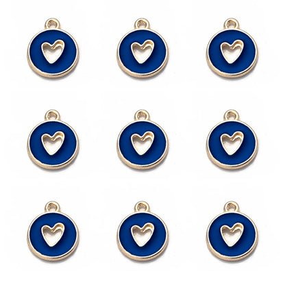 10pcs Double-Sided Enamel Heart Charms for DIY Jewelry Making