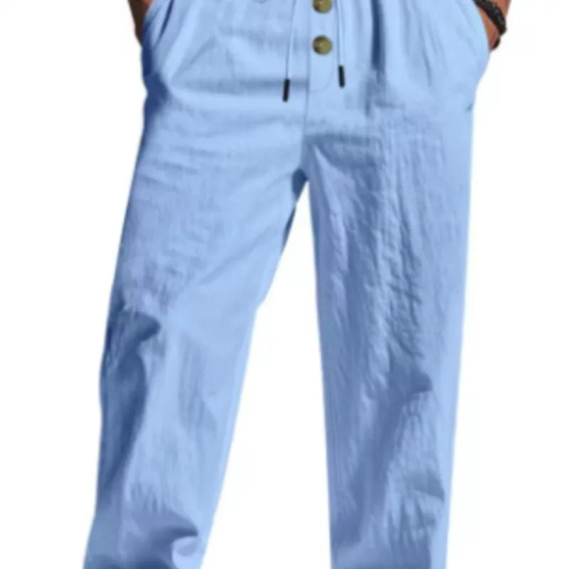 Cotton and Linen Summer Solid Color Loose Breathable Thin Pants