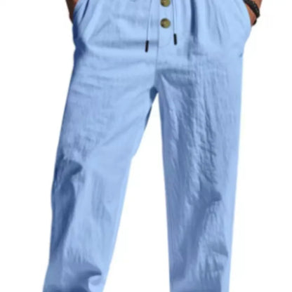 Cotton and Linen Summer Solid Color Loose Breathable Thin Pants