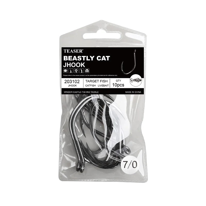 OBSESSION 10pcs High Carbon Steel Barbed Catfish Hooks 2/0-8/0