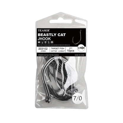 OBSESSION 10pcs High Carbon Steel Barbed Catfish Hooks 2/0-8/0