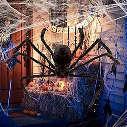 Giant Plush Black Spider Outdoor Halloween Decor