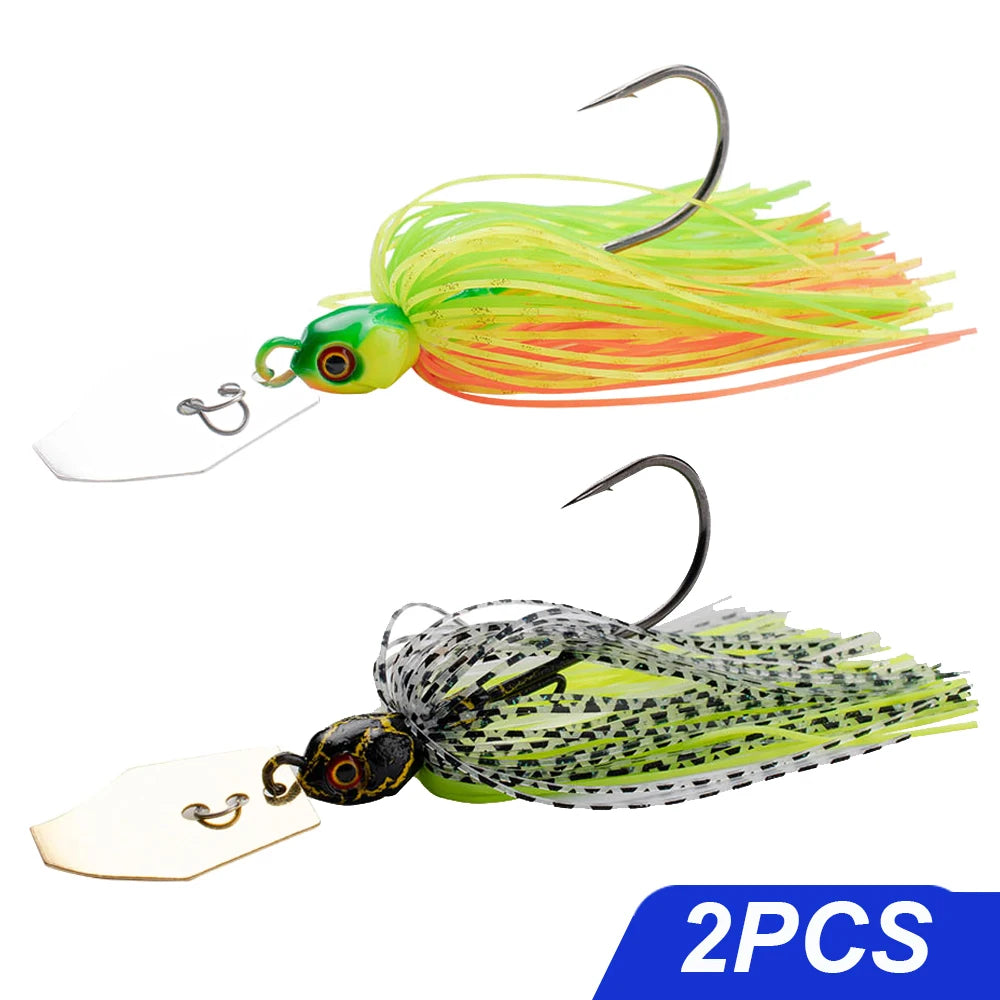 Chatter Weedless Metal Blade Rubber Jig Head Spinner Bait Lures Kit