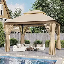 Outdoor Gazebo 10x12 Metal Frame Canopy with Double Roofs with Mosquito Net