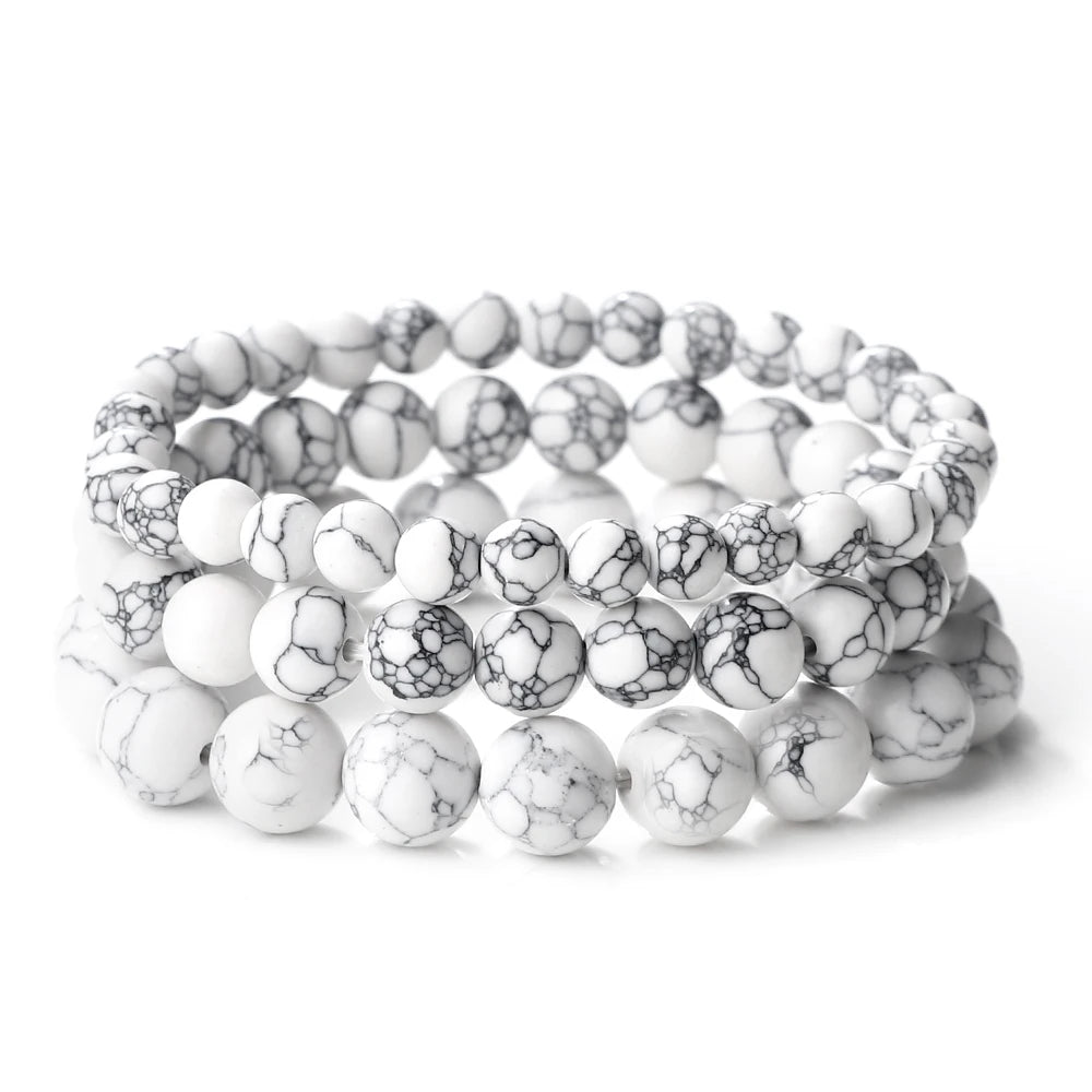 Natural Stone White Howlite Bead Bracelet