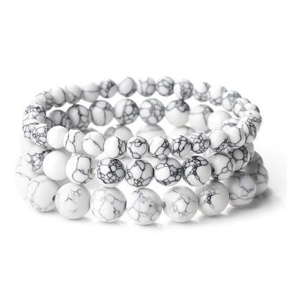 Natural Stone White Howlite Bead Bracelet
