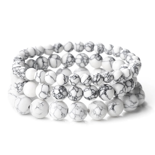 Natural Stone White Howlite Bead Bracelet