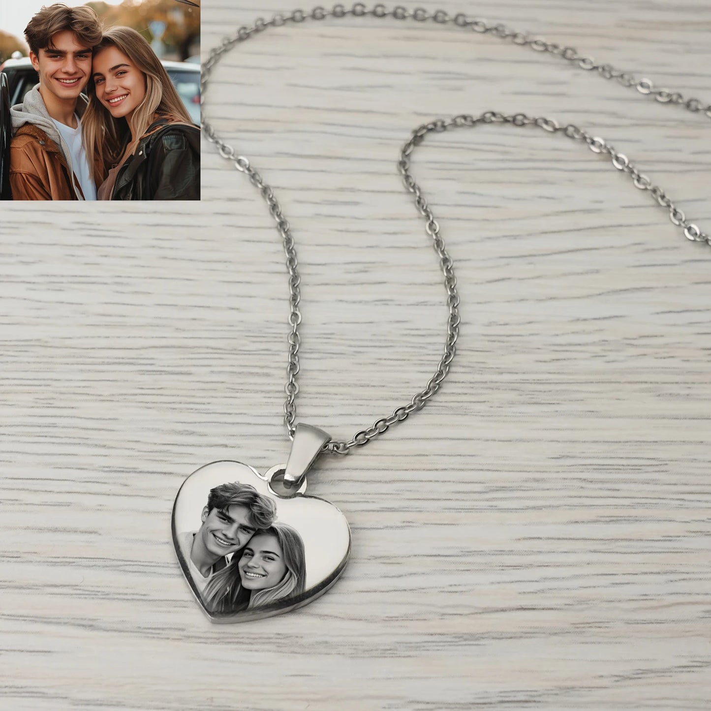 Picture Personalized Photo Love Heart Projection Pendant Necklace