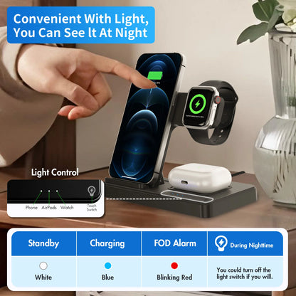 3 In 1 Wireless Charging Station Magnetic Fast Charging For iPhone