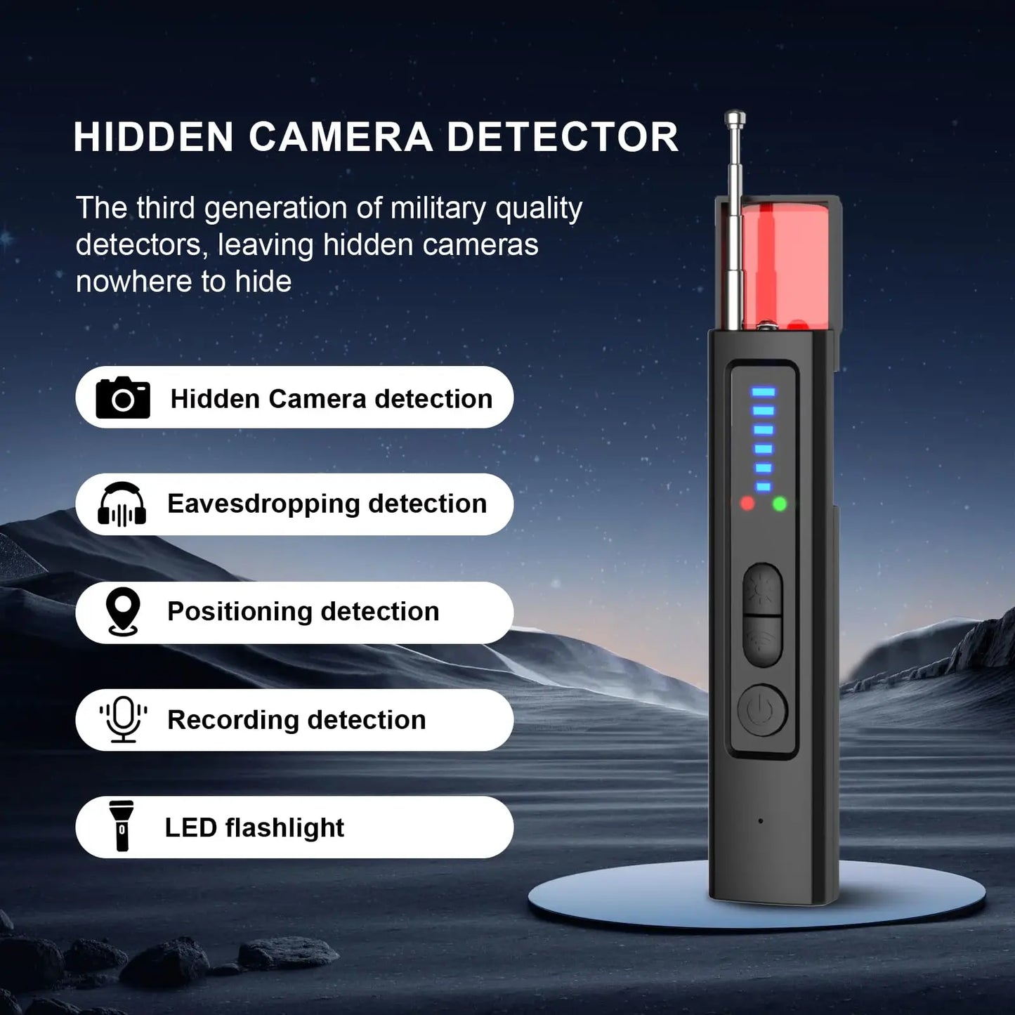 Professional Anti-Spy Hidden Camera & Wireless Signal Detector