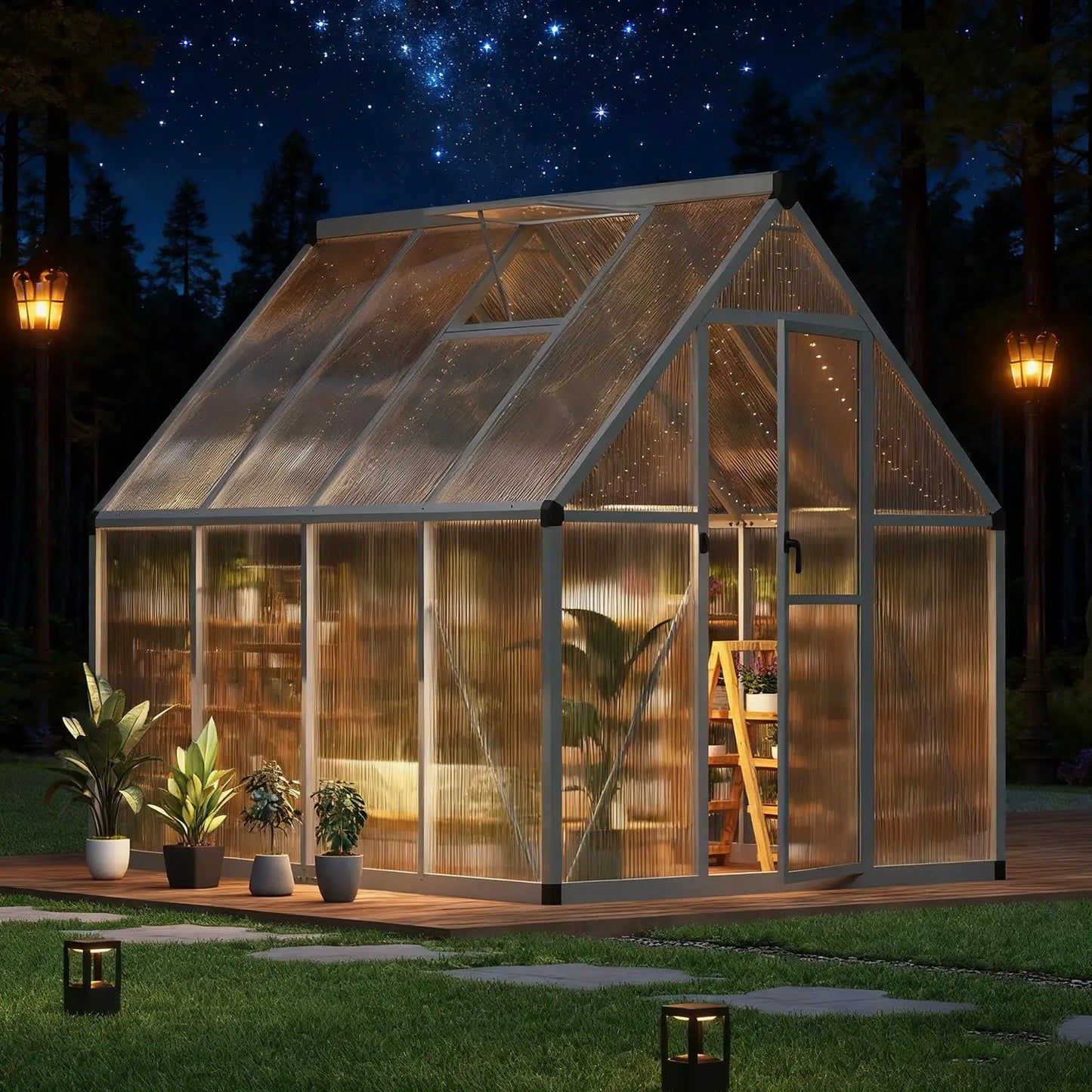 6x7ft Walk-in Kit Polycarbonate Roof Vent Heavy Duty Aluminum Frame