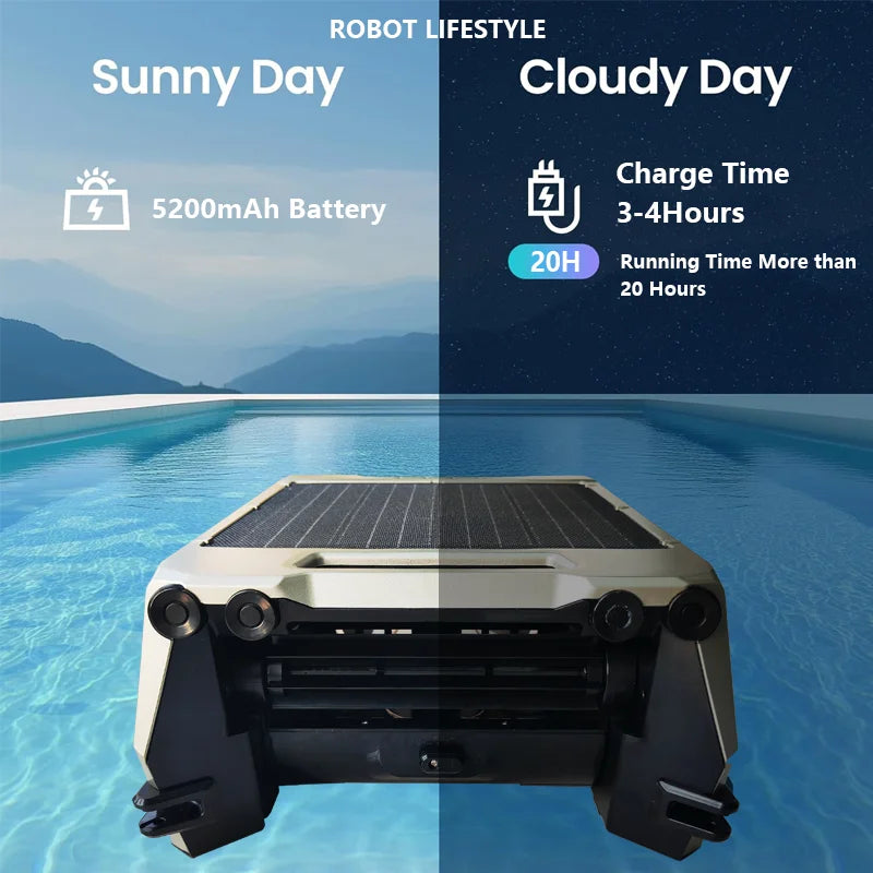 Solar-Powered Automatic Cordless Robotic Pool Skimmer Cleaner