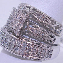3 pcs/set Colorful Cubic Zirconia Inlaid Ring