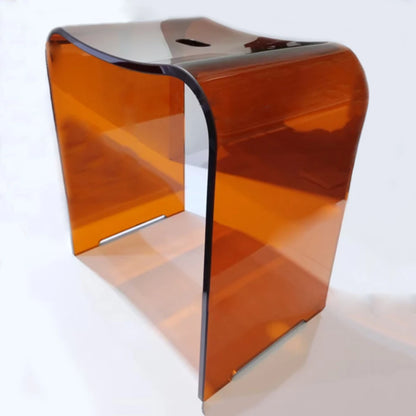 Curved Transparent Resin Shower Stool & Luxury Bathroom Accent Chair