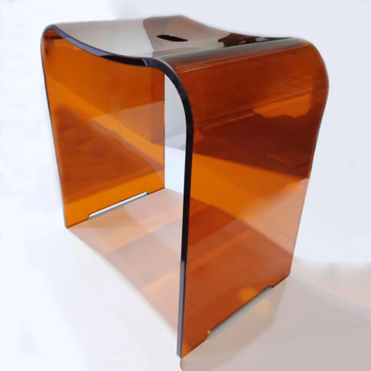 Curved Transparent Resin Shower Stool & Luxury Bathroom Accent Chair