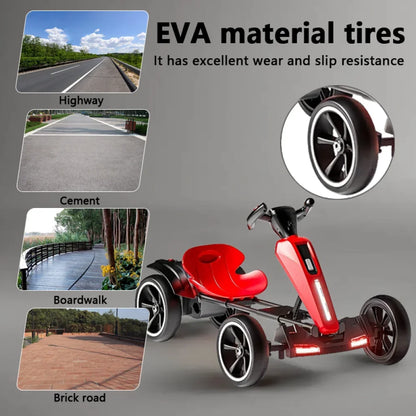 12V Electric Kids Pedal Go Kart with Adjustable Seat