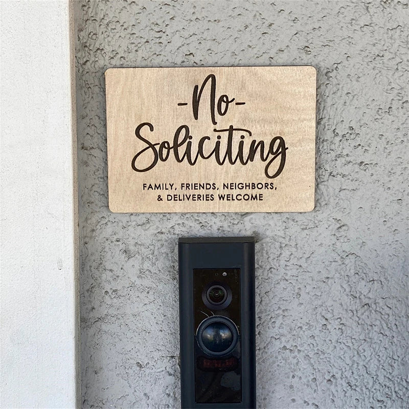Wooden No Soliciting & Do Not Disturb Privacy Door Sign