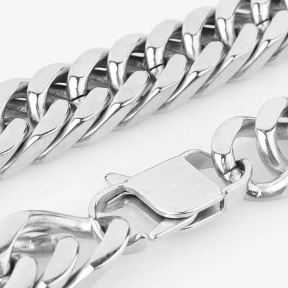 Wide Heavy Polished 316L Stainless Steel Cuban Chain Necklace
