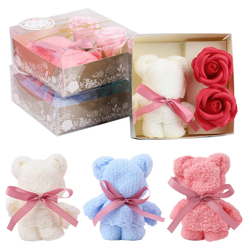 Towel Bear Soap Flower Gift Box