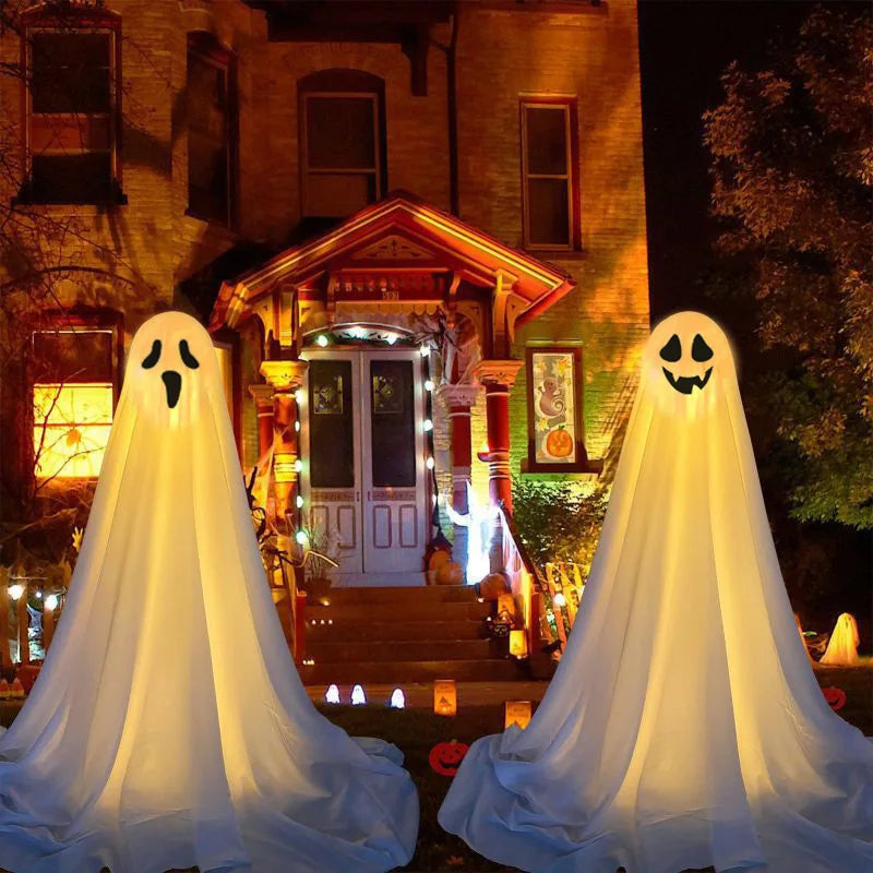 Life-Size Scary Standing Ghost Decor - Glow-in-the-Dark Halloween Outdoor Prop