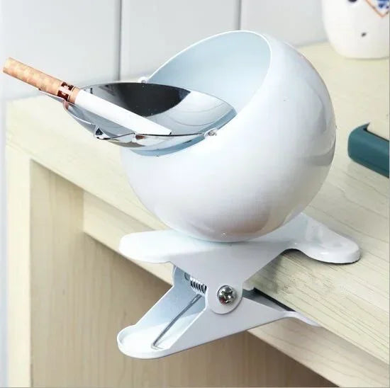 Clip-On Metal Ashtray with Flip Lid