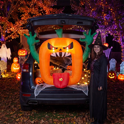 6FT Halloween Inflatable Pumpkin Trunk Or Treat Car Decoration With LED Lights