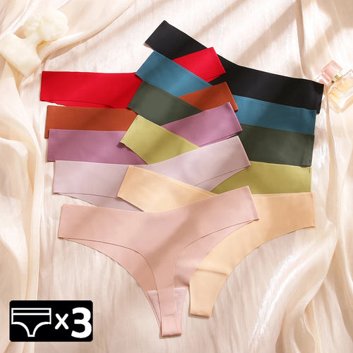 3Pcs Seamless Low-waist Thongs